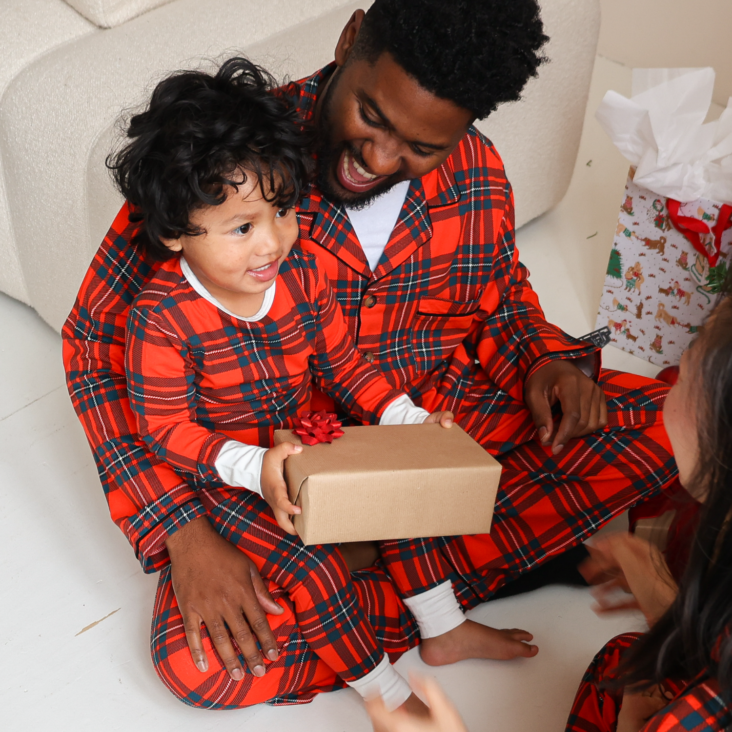 Conjunto de pijama de bambú y tartán rojo para hombre