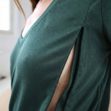 Camiseta Lactancia Cuello en V Verde Bosque