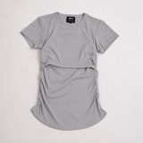 Still-T-Shirt mit Rüschen Grau meliert