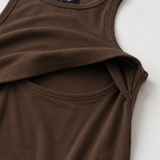 Breastfeeding Ribbed Canotta Cioccolato