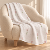 Grande couverture en mousseline couleur lavande