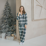 Ladies Pajamas Set Green Tartan