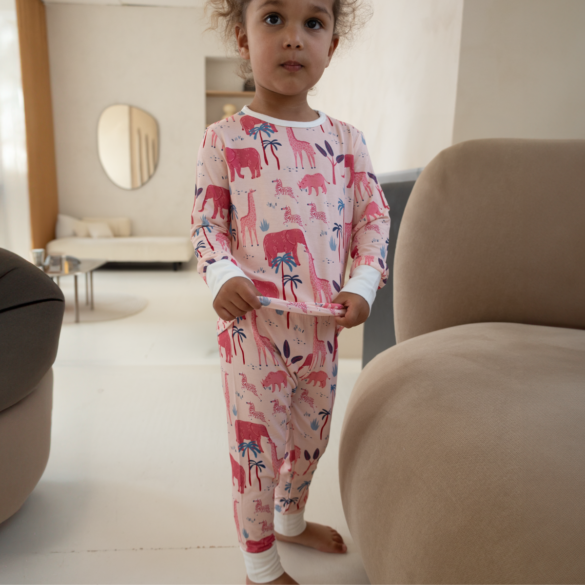 Ensemble de pyjamas pour enfants Safari rose