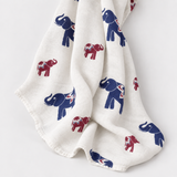 Éléphants en mousseline bleu marine
