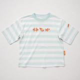 Maglietta oversize per bambini a righe con conchiglie color verde mare