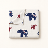 Éléphants en mousseline bleu marine