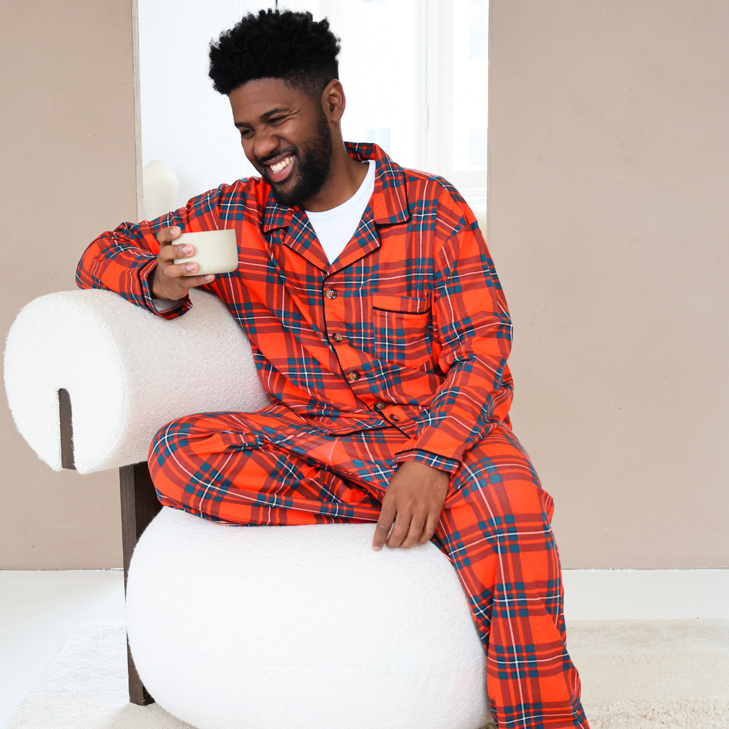 Men's Red Tartan Bamboo Pyjama Set