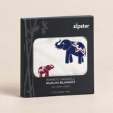 Éléphants en mousseline bleu marine