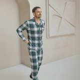 Conjunto de pijama de tartán verde para hombre