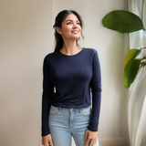 Borstvoeding T-shirt Lange Mouw Marine Blauw