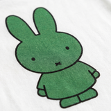 Design detail on the White Miffy children's T-shirt with green Miffy print