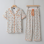 Dames nijntje Bloom-pyjamaset van bamboe met ruitjesmotief, vooraanzicht