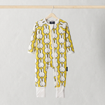 ZIPSTER x Miffy Hello Yellow bamboo babygrow, front view